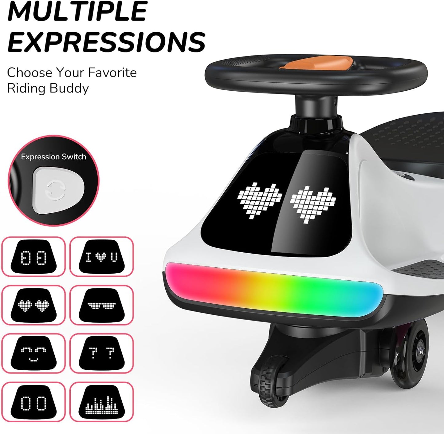 VoltRide™ - Electric Wiggle Car with Bluetooth & LED Lights