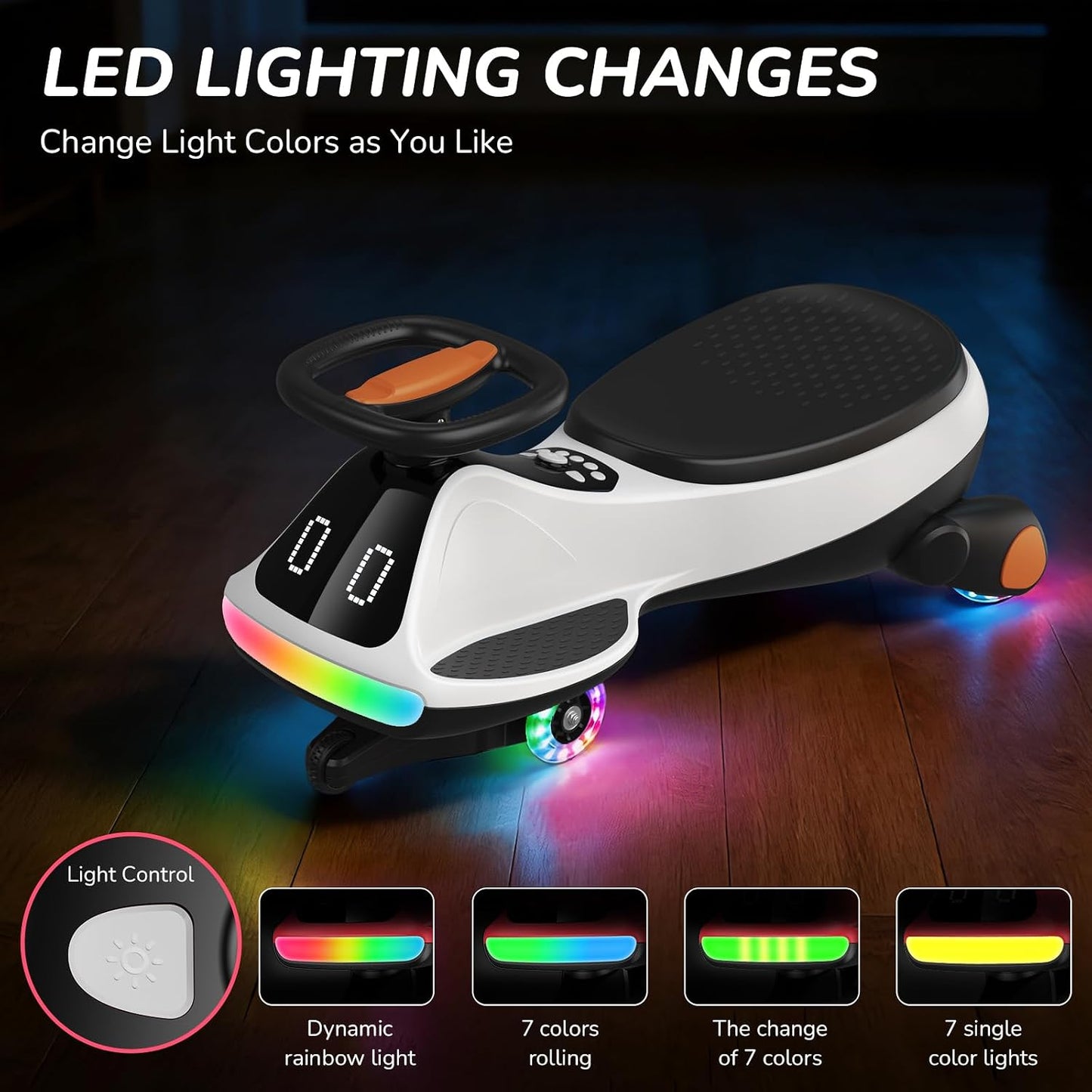 VoltRide™ - Electric Wiggle Car with Bluetooth & LED Lights