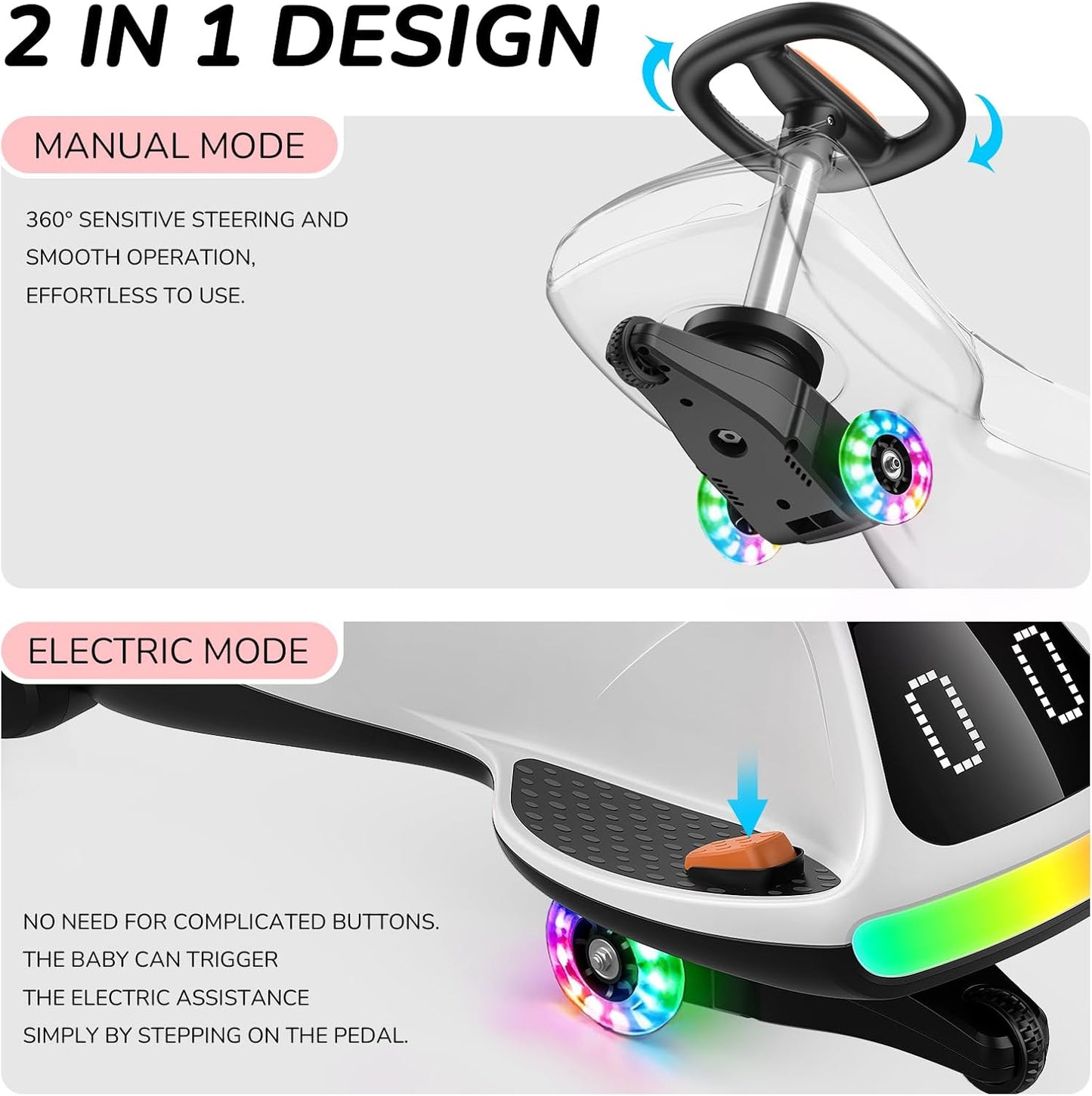 VoltRide™ - Electric Wiggle Car with Bluetooth & LED Lights