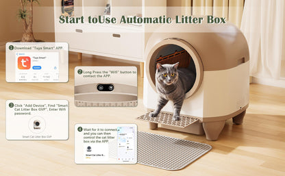CleanPurr™ - Smart Self-Cleaning Litter Box with Low Noise